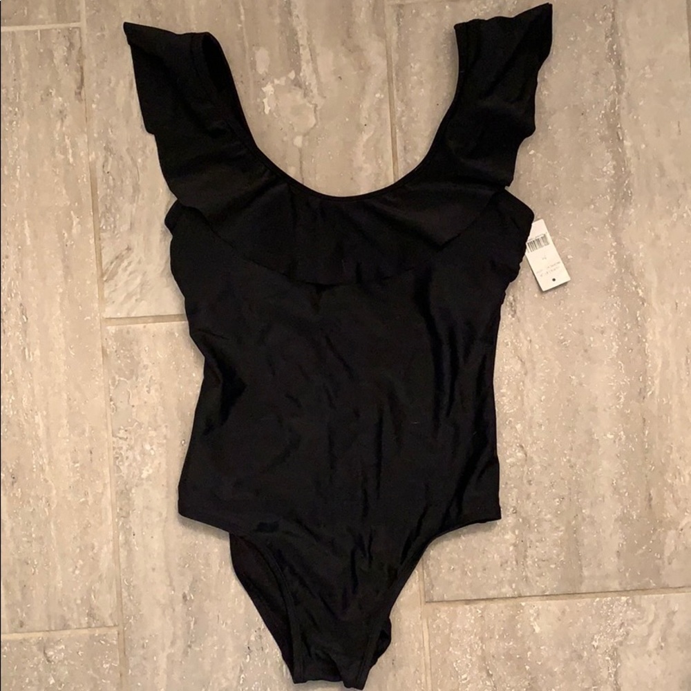 Black ruffled women’s onepiece swimsuit